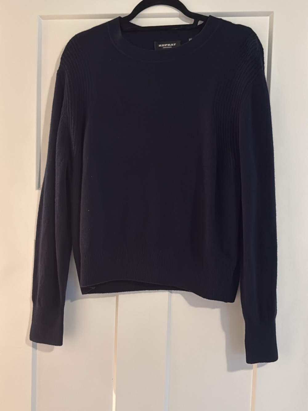 NWT Repeat Cashmere Navy Crewneck Sweater Size Large